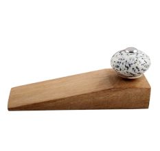 White And Black Etched Ceramic Wooden Door Stopper